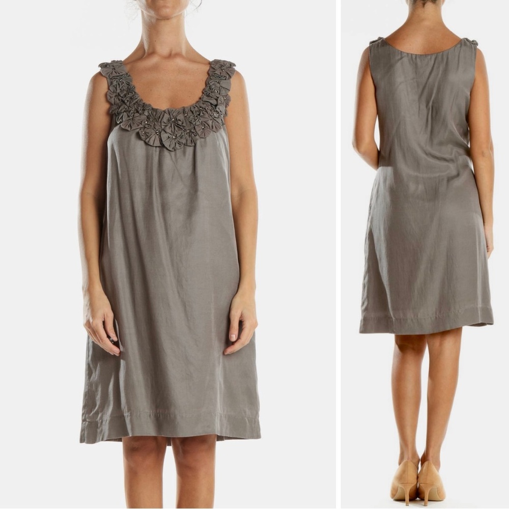 Anthropologie Yoana Baraschi Rosette Silk Blend Sleeveless Shift Dress XS